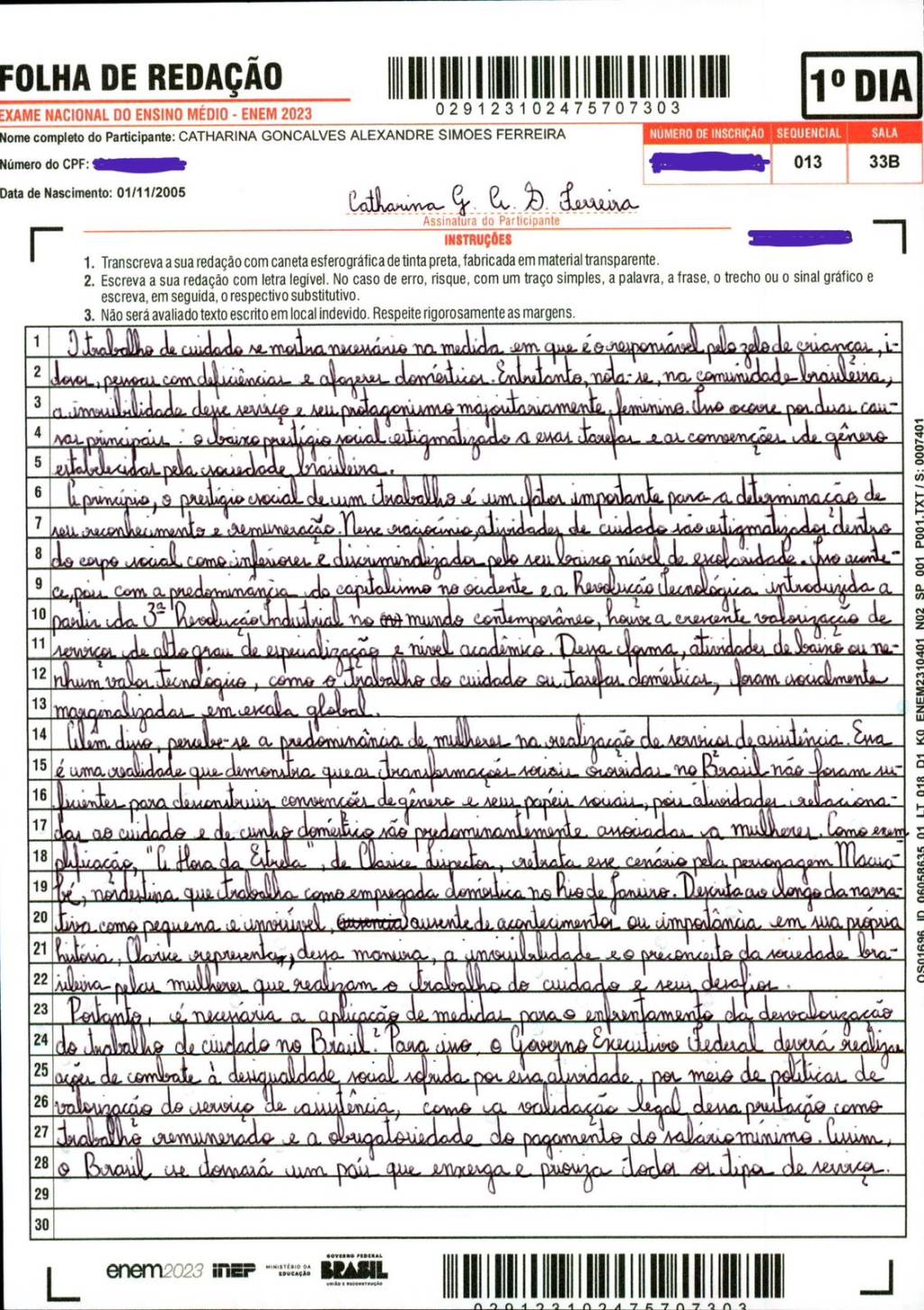 Catharina Ferreira_Anglo Leonardo da Vinci espelho redação de Catharina Ferreira