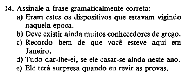 questao-14 Print da questão 14 da prova da Fuvest de 1978