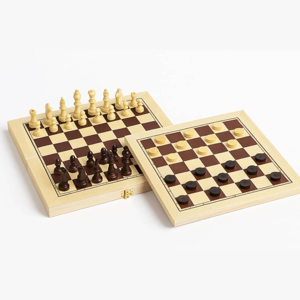 Jogo Xadrez Dama Kit 2 em 1 Premium