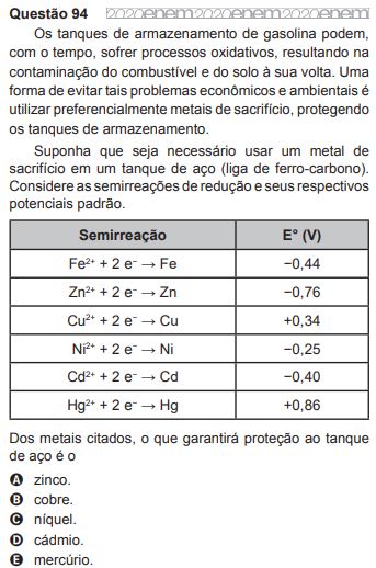questao quimica enem 2020