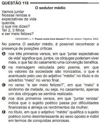 quest&atilde;o verissimo enem 2012