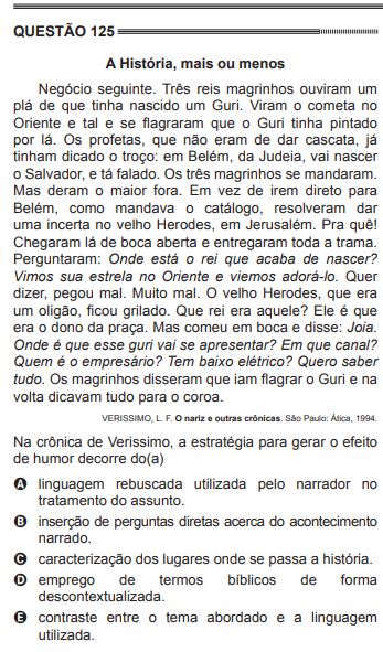 quest&atilde;o verissimo enem 2014