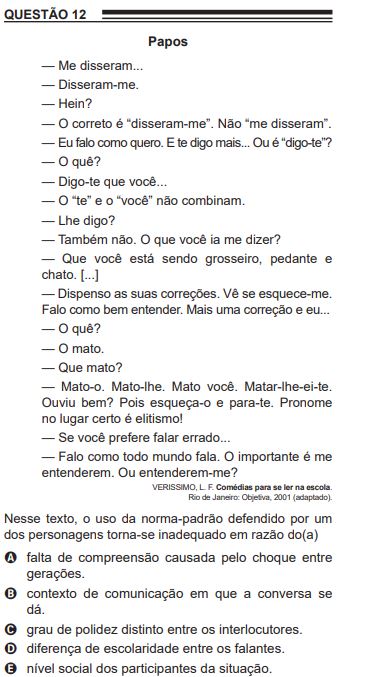 quest&atilde;o verissimo enem 2022