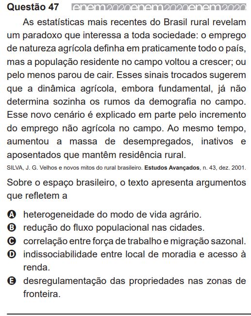 questao ruralidade enem