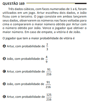Questão 169 da prova amarela